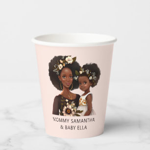 Personalized Black Mom and Daughter (18) Paper Cups