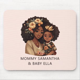 Personalized Black Mom and Daughter (19) Mouse Pad