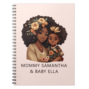 Personalized Black Mom and Daughter (19) Notebook