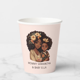 Personalized Black Mom and Daughter (19) Paper Cups
