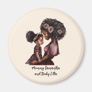 Personalized Black Mom and Daughter (1) Magnet