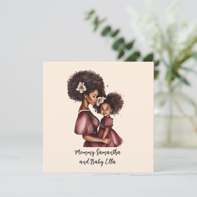 Personalized Black Mom and Daughter (2) (Standing Front)