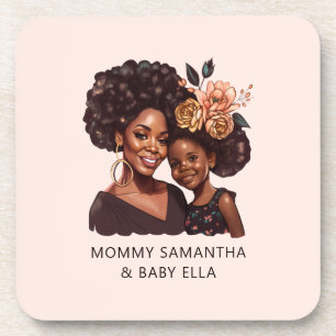 Personalized Black Mom and Daughter (20) Coaster