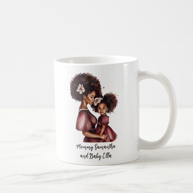 Personalized Black Mom and Daughter (2) Coffee Mug (Right)