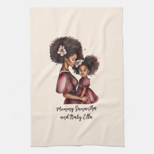 Personalized Black Mom and Daughter (2) Kitchen Towel