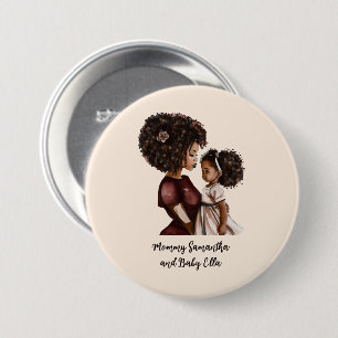 Personalized Black Mom and Daughter (3) 3 Inch Round Button