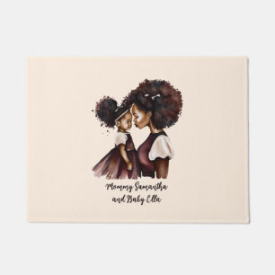 Personalized Black Mom and Daughter (5) Doormat