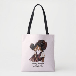 Personalized Black Mom and Daughter (5) Tote Bag