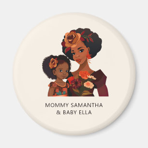 Personalized Black Mom and Daughter (9) Magnet