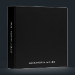 Personalized Black Monogram  Binder<br><div class="desc">Keep your important documents organized and easily accessible with this personalized black monogram 3-ring binder. The sleek design features your name in a simple,  stylish white font on a solid black background. Perfect for students,  professionals,  and anyone who wants to stay organized and stylish.</div>