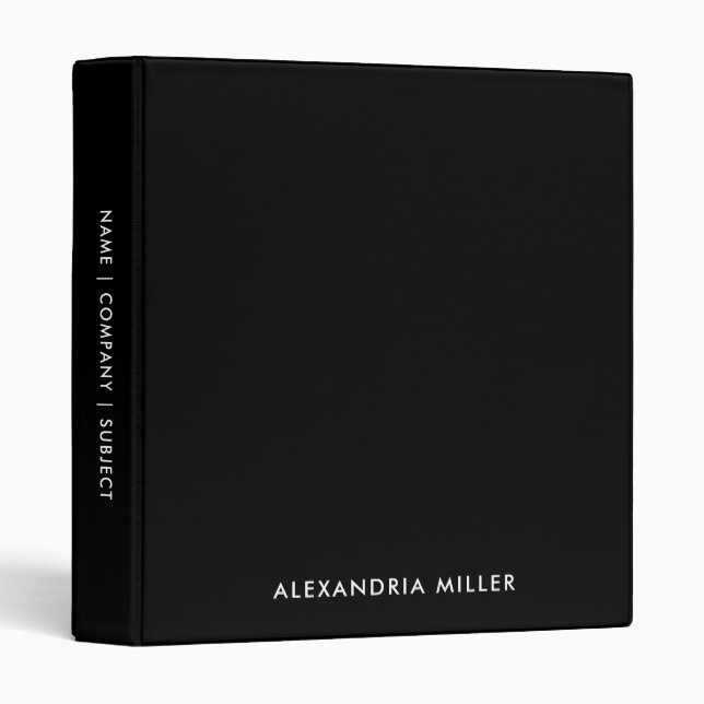 Personalized Black Monogram  Binder (Front/Spine)