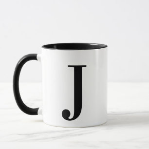 Personalized Black Monogram Letter J Mug