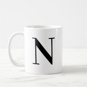Personalized Black Monogram Letter N Coffee Mug