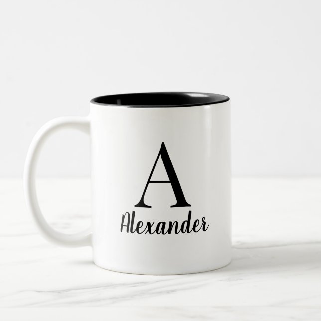 Personalized Black Monogram Name Coffee Mug (Left)