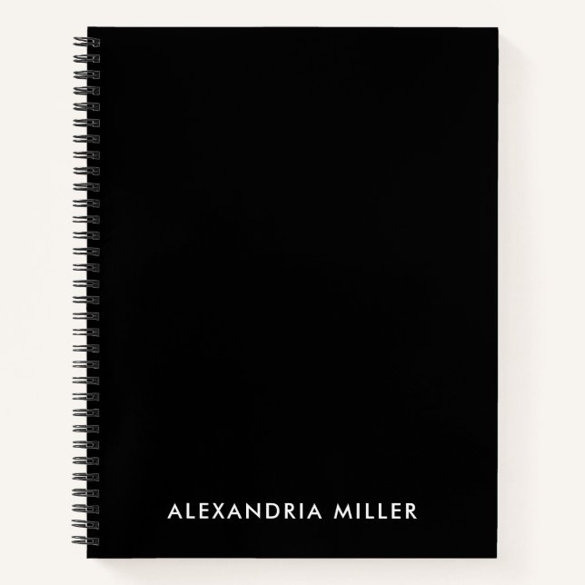 Personalized Black Monogram Spiral Notebook (Front)