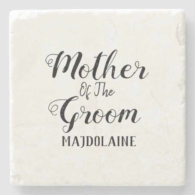 Personalized black mother of the groom stone coaster (Front)
