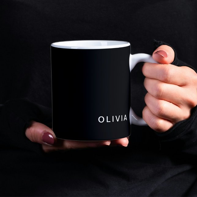 Personalized Black & Name Monogram | Elegant  Coffee Mug (Creator Uploaded)