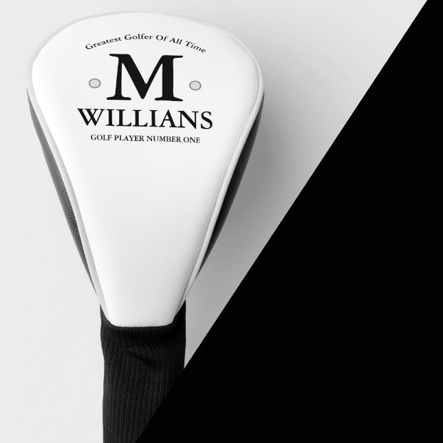 Personalized Black Name Monogram on White Golf Head Cover (Creator Uploaded)