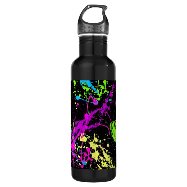 Personalized Black/Neon Splatter 710 Ml Water Bottle (Front)