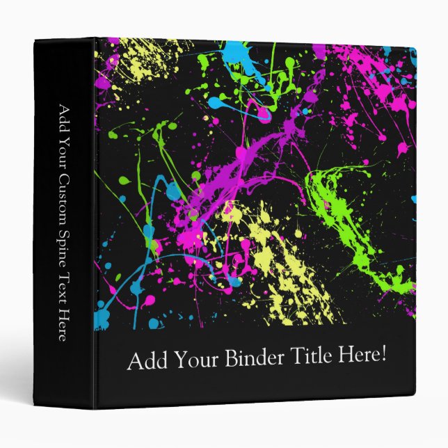 Personalized Black/Neon Splatter Binder (Front/Spine)