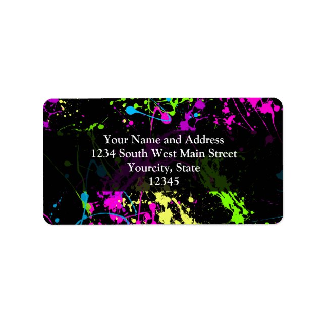 Personalized Black/Neon Splatter Label (Front)