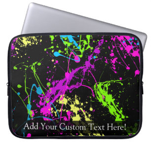 Personalized Black/Neon Splatter Laptop Sleeve