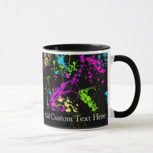 Personalized Black/Neon Splatter Mug