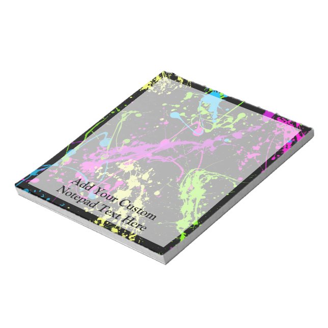 Personalized Black/Neon Splatter Notepad (Rotated)