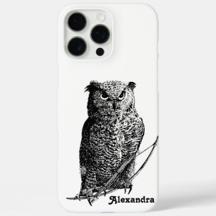 Personalized Black Owl iPhone 16 Pro Max Case