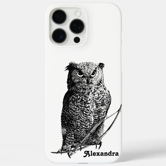 Personalized Black Owl Case-Mate iPhone Case (Back)