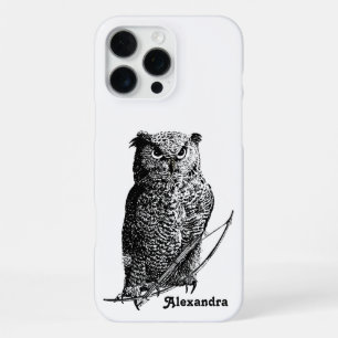 Personalized Black Owl iPhone 16 Pro Max Case