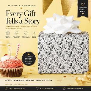 Personalized Black Paisley Wrapping Paper