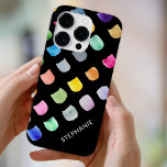 Personalized Black Pattern Case-Mate iPhone 14 Pro Case<br><div class="desc">This modern iPhone case is decorated with a colourful abstract pattern on a black background.
Easily customizable with your name or monogram.
Use the Design Tool to change the text size,  style,  or colour.
Original Watercolor © Michele Davies.</div>