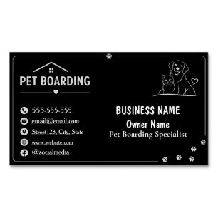 Personalized Black Pet Boarding Magnetic Business Card