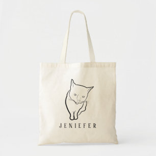 Personalized Black Pet Paw Custom Cute Cat Tote