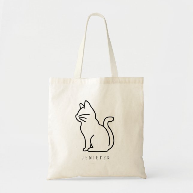 Personalized Black Pet Paw Custom Cute Cat Tote Bag (Front)