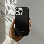 "Personalized Black Phone Case with Custom Name |<br><div class="desc">Upgrade your phone's style with this sleek black personalized phone case featuring your custom name in a modern, elegant font. Designed for both style and protection, this durable case shields your device from scratches and minor drops. The minimalist black background pairs perfectly with your personalized name, making it a versatile...</div>