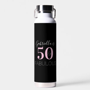 Personalized Black Pink 50th Birthday Party Favour Water Bottle
