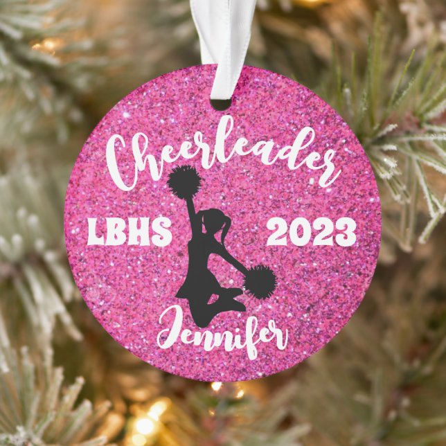 Personalized Black & Pink Cheerleading Ornament  (Tree)