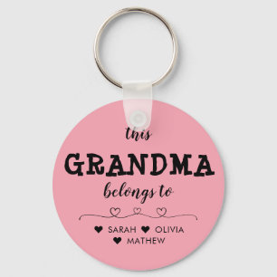 Personalized Black Pink This Grandma Belongs to Keychain