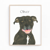 Personalized Black Pitbull Staffy Dog Art