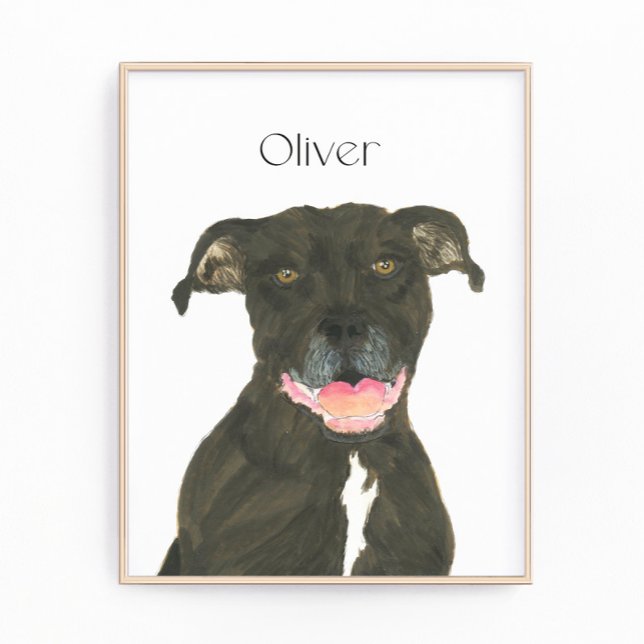 Personalized Black Pitbull Staffy Dog Art Photo Print (Creator Uploaded)