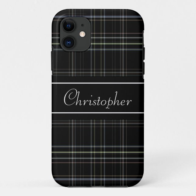 Personalized Black Plaid Case-Mate iPhone Case (Back)