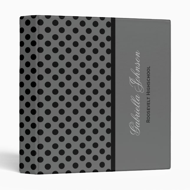 Personalized: Black Polka Dot Binder (Front/Spine)