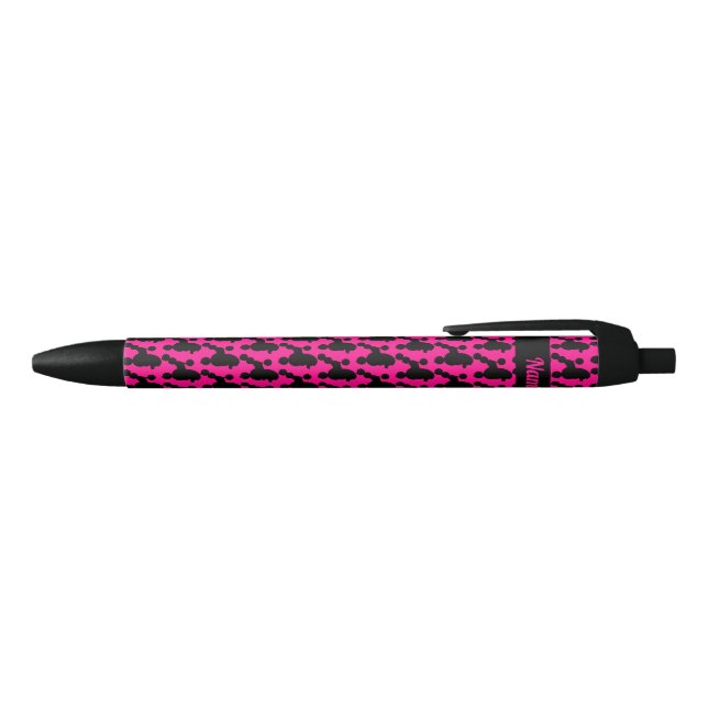 Personalized Black Poodle on Pink Black Ink Pen (Top)