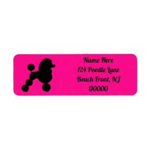 Personalized Black Poodle on Pink Return Address