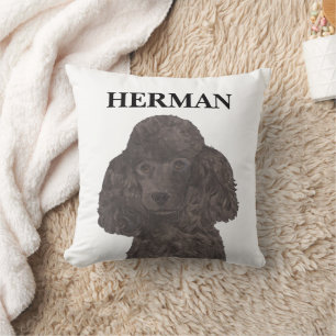 Personalized Black Poodle Throw Pillow