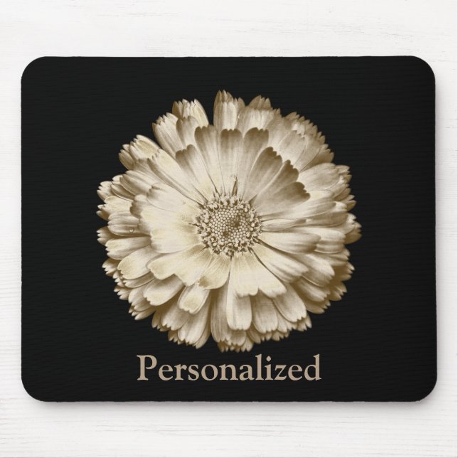 Personalized Black Pretty Daisy Flower Mouse Pad (Front)