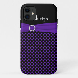 Personalized Black, Purple Polka Dot iPhone 5 Case