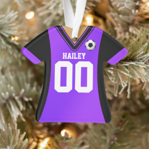 Personalized Black/Purple Soccer Jersey Ornament